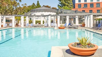 Outdoor pool, sun loungers