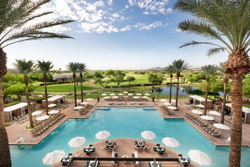 6 outdoor pools, open 6:00 AM to 10:00 PM, pool cabanas (surcharge)