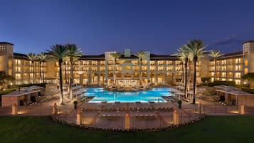 6 outdoor pools, open 6:00 AM to 10:00 PM, cabanas (surcharge)
