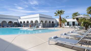 Outdoor pool, sun loungers