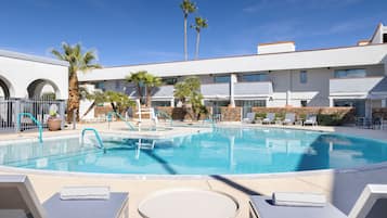 Outdoor pool, sun loungers