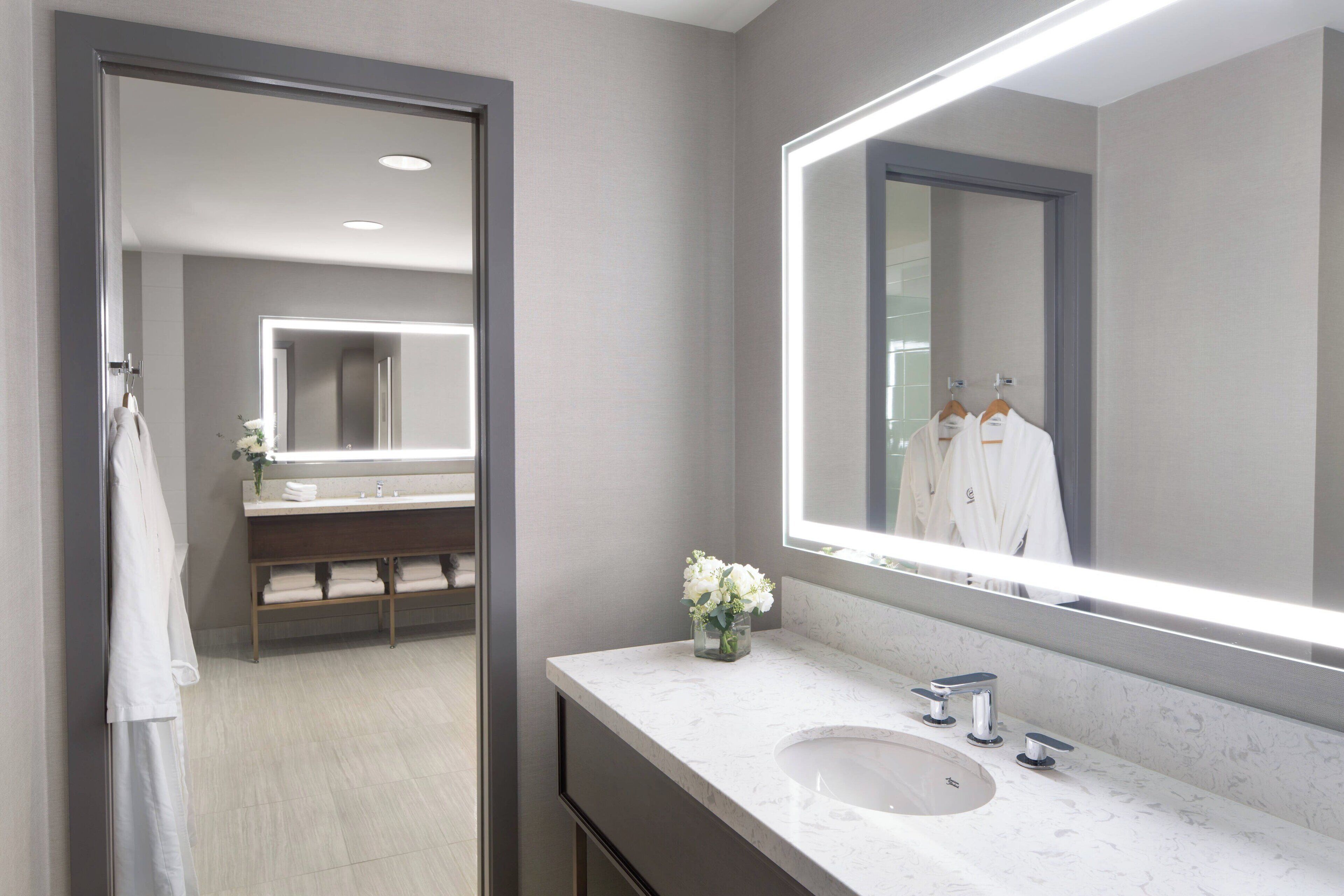 penthouse, 1 king bed with sofa bed | bathroom | designer toiletries, hair dryer, slippers, towels