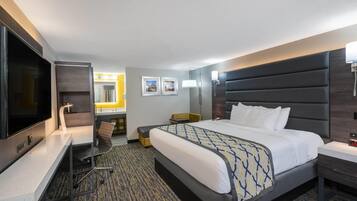 Down comforters, pillowtop beds, desk, laptop workspace