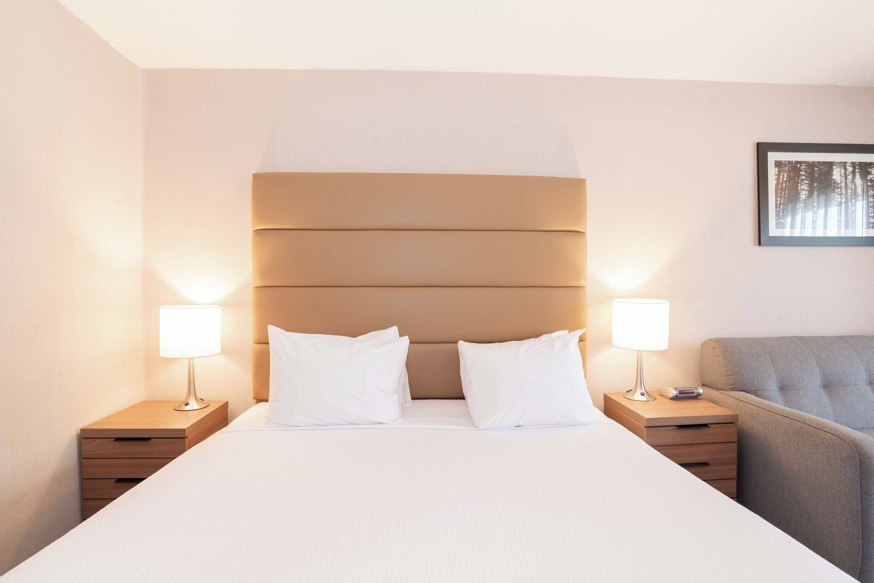 Quarto standard, 1 cama King e sofá-cama | Cofres nos quartos, escrivaninha, espaço de trabalho para notebook