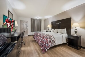 1 bedroom, desk, laptop workspace, iron/ironing board