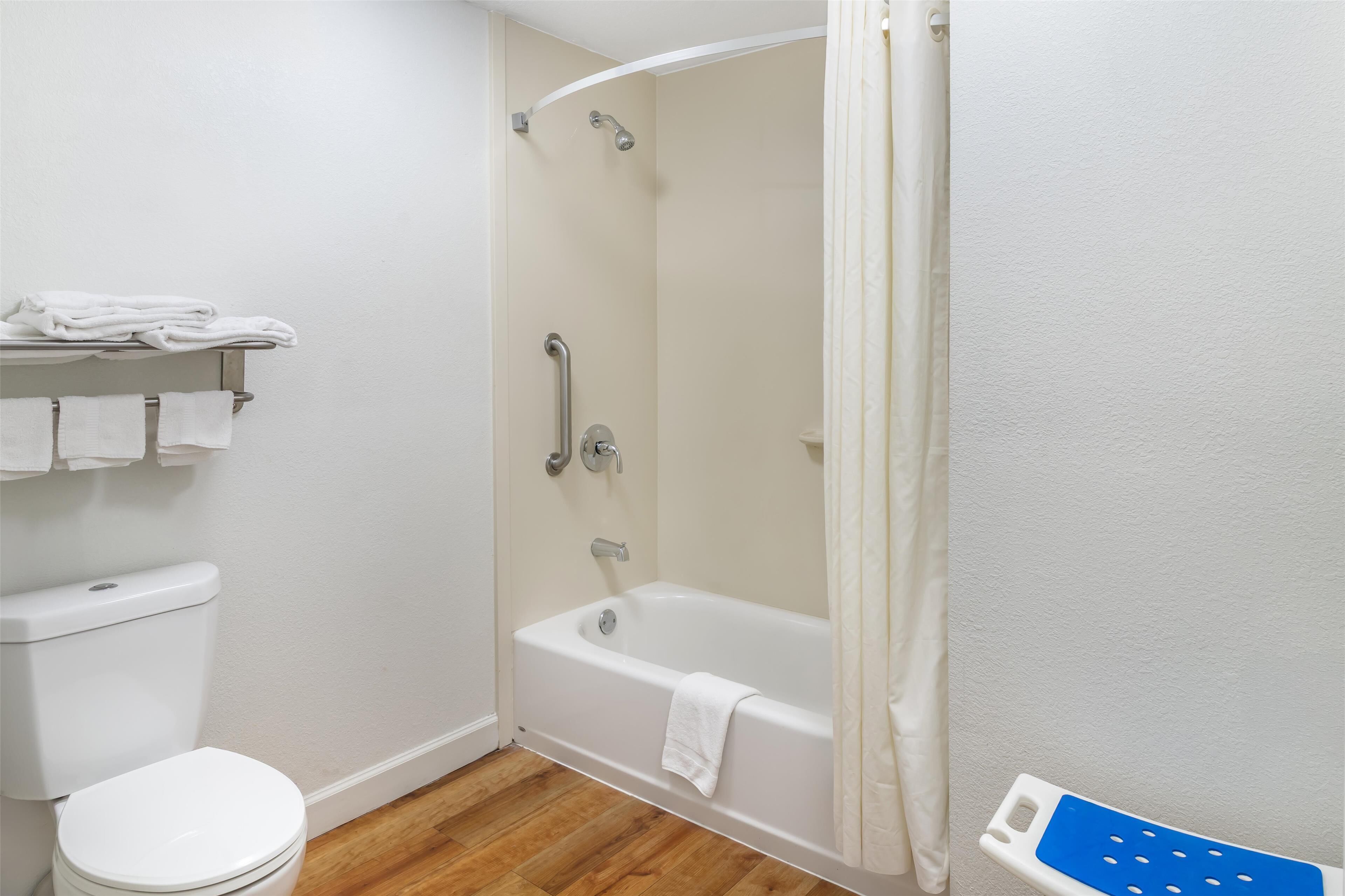 standard room, 1 king bed, accessible, bathtub | bathroom | combined shower/bathtub, free toiletries, hair dryer, towels