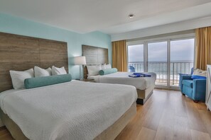 Room, 2 Queen Beds, Oceanfront | Premium bedding, in-room safe, blackout drapes, iron/ironing board