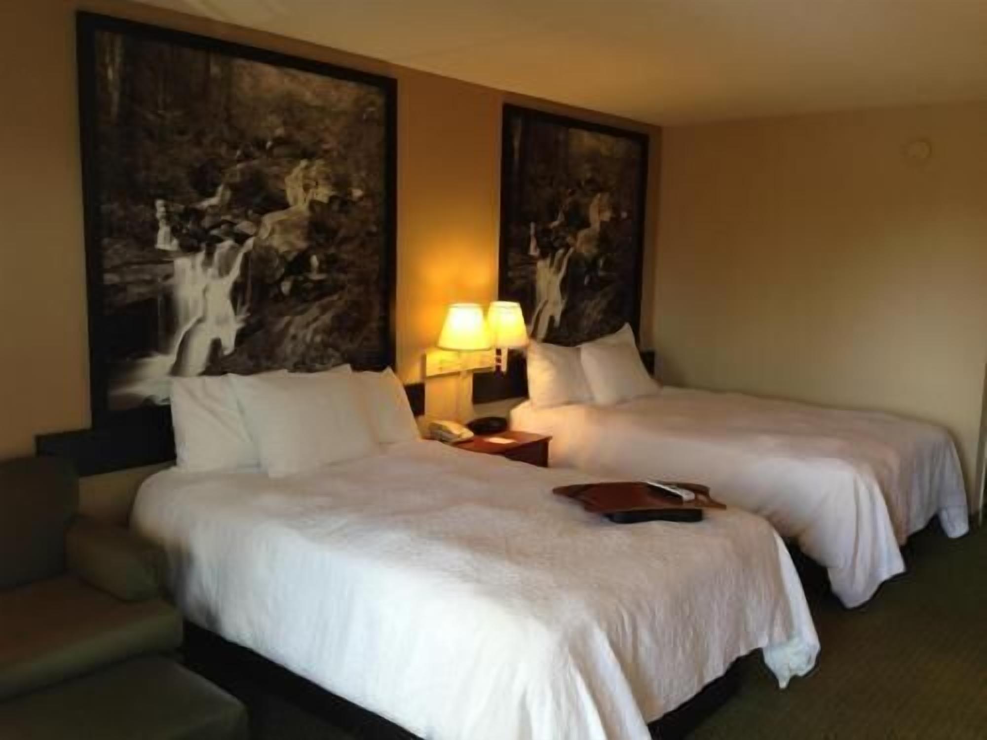 Desk, laptop workspace, blackout curtains, iron/ironing board