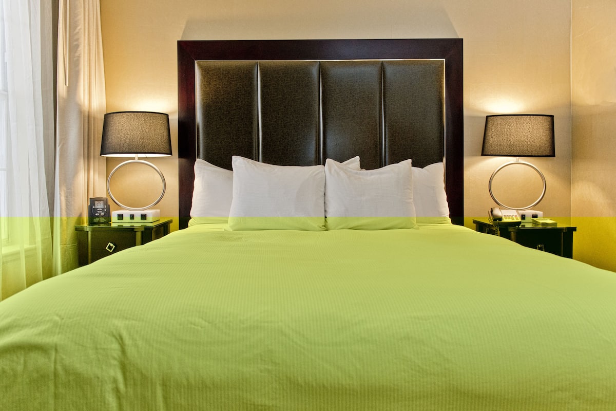 down duvets, pillow-top beds, in-room safe, desk