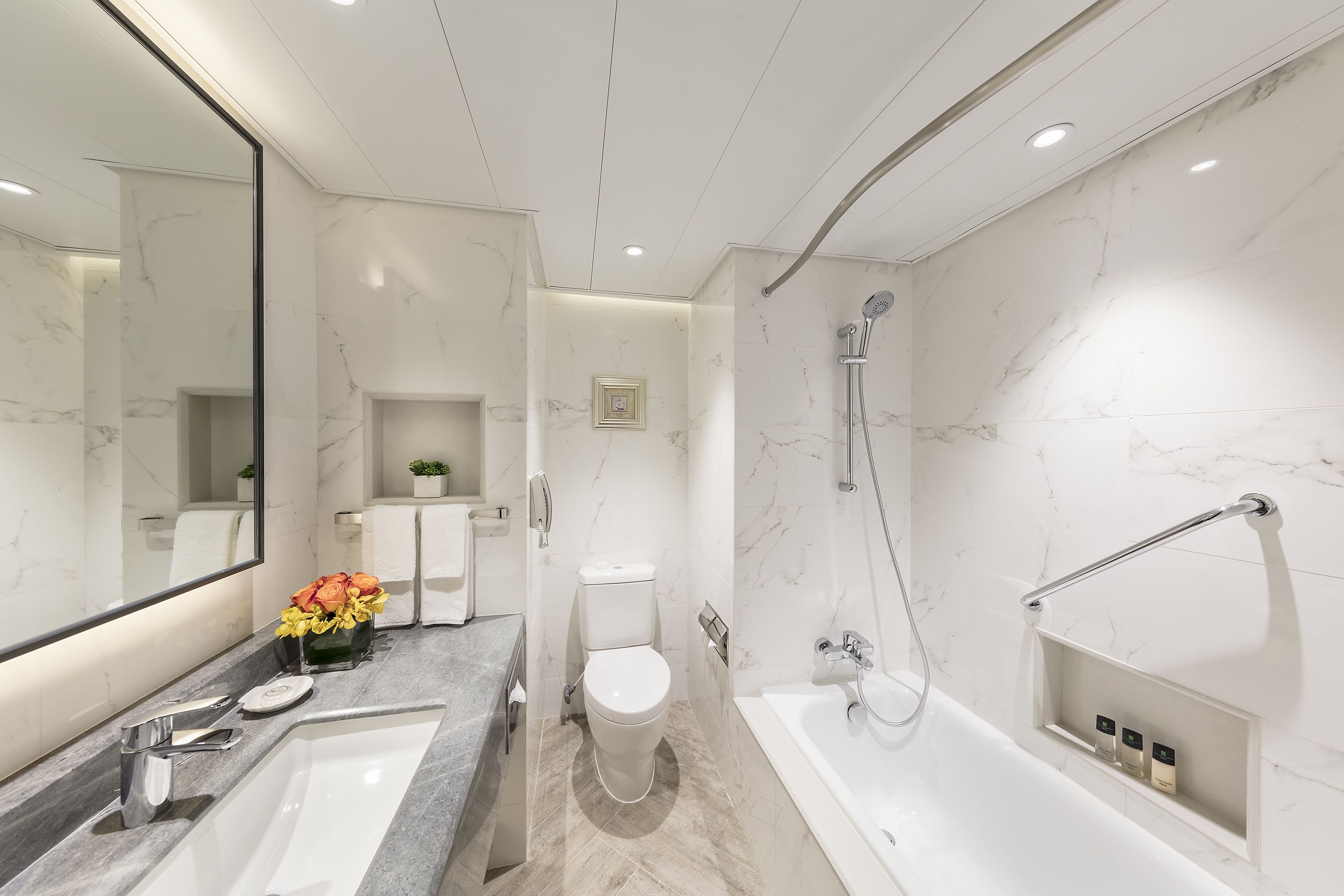 shower, free toiletries, hair dryer, bathrobes