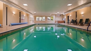 Indoor pool, open 6:00 AM to 10:00 PM, sun loungers