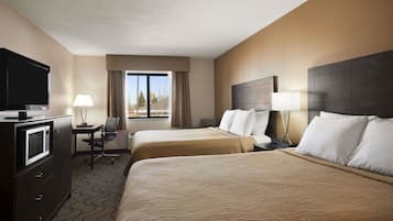 Standard Room, 2 Queen Beds | Desk, laptop workspace, blackout drapes, iron/ironing board