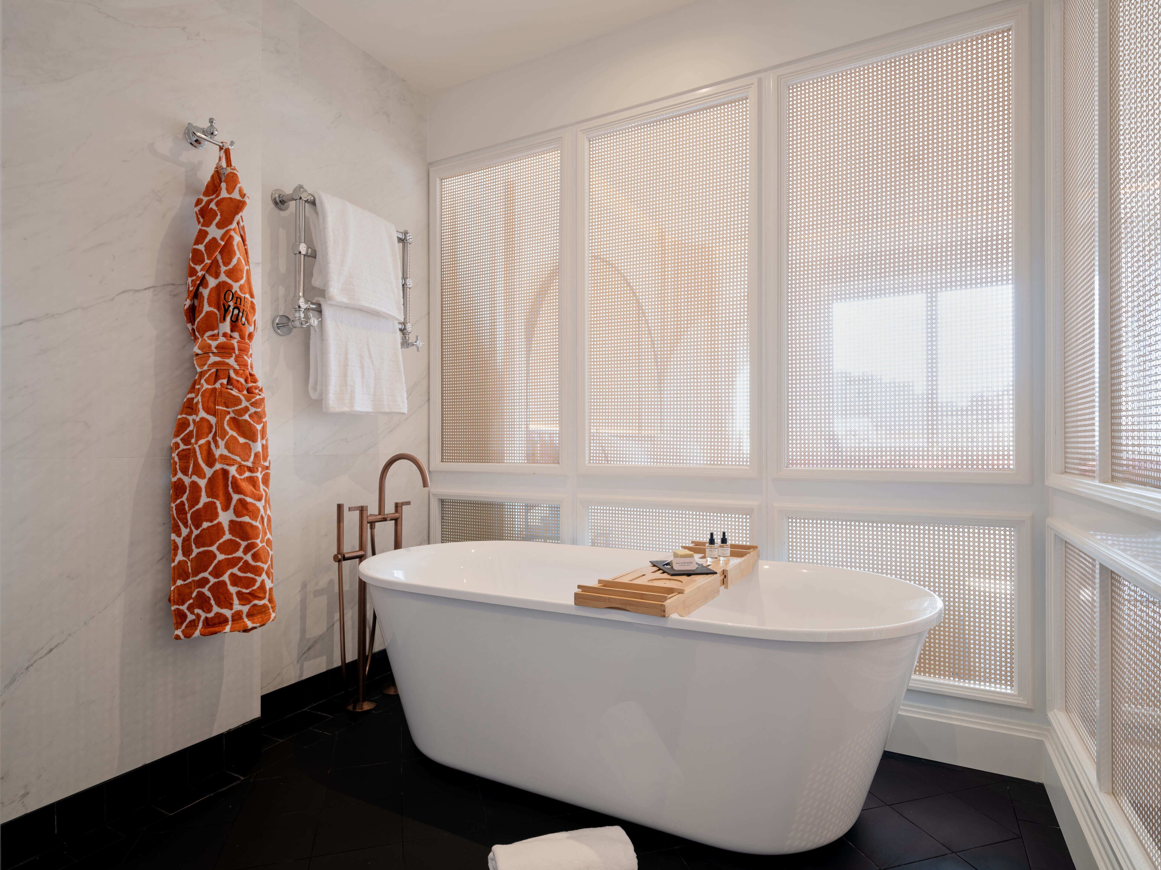 presidential suite | bathroom | shower, rainfall showerhead, designer toiletries, hair dryer