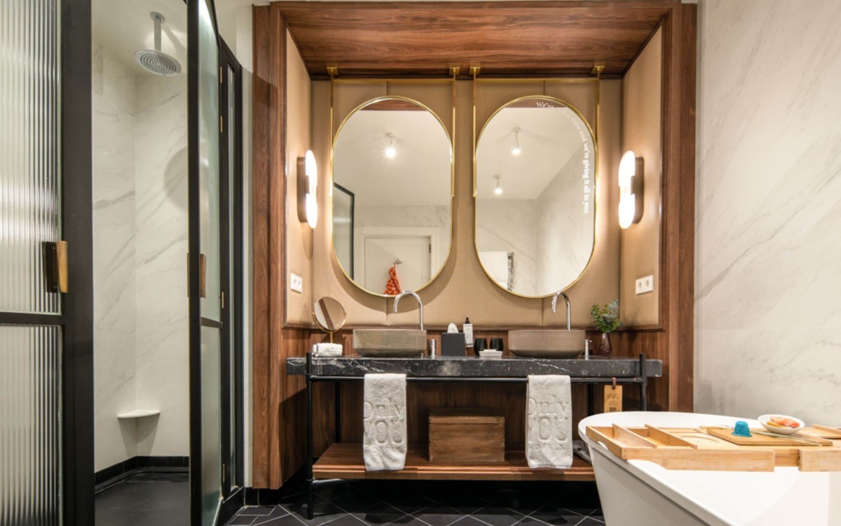 superior suite (botet suite) | bathroom | shower, rainfall showerhead, designer toiletries, hair dryer