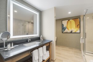 Habitación ejecutiva | Baño | Ducha, artículos de higiene personal gratuitos y secador de pelo