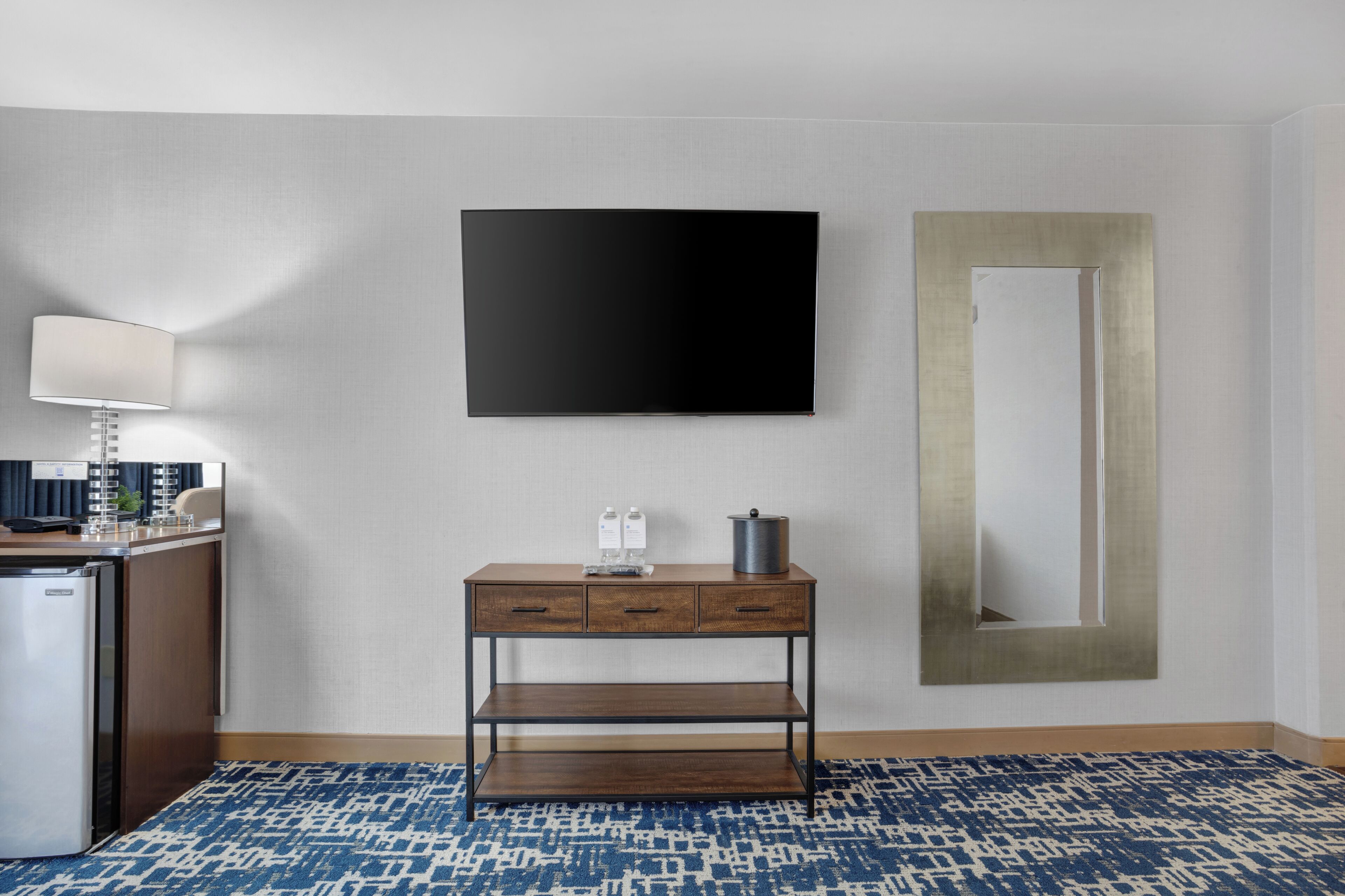 premium bedding, pillow-top beds, desk, laptop workspace