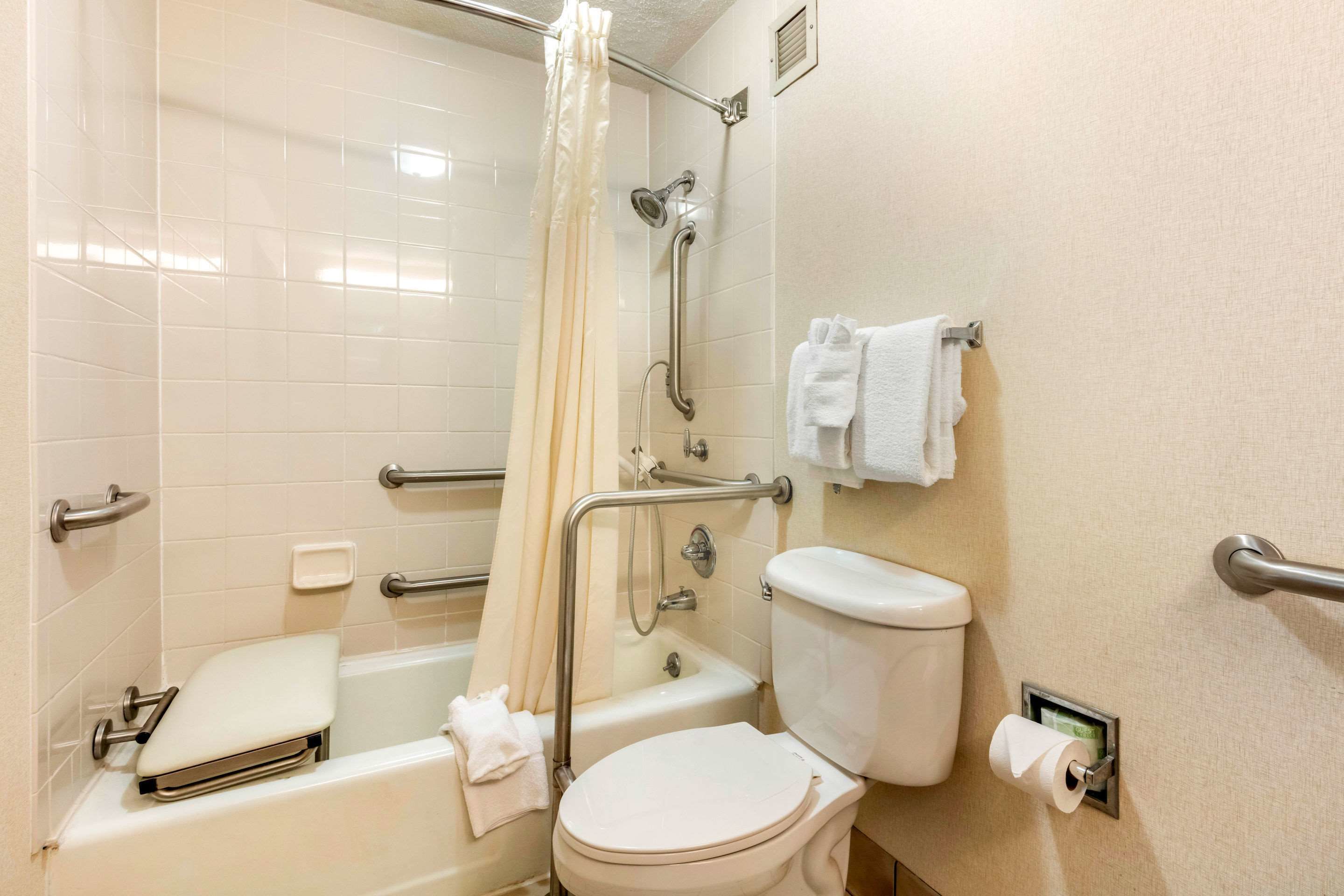room, 1 king bed, accessible, non smoking | bathroom | combined shower/bathtub, free toiletries, hair dryer, towels