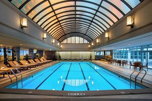 Indoor pool, open 5:00 AM to 11:00 PM, pool loungers