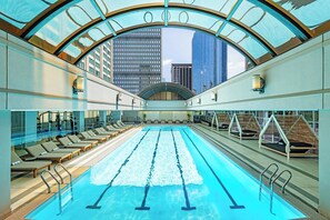 Indoor pool, open 5:00 AM to 11:00 PM, sun loungers