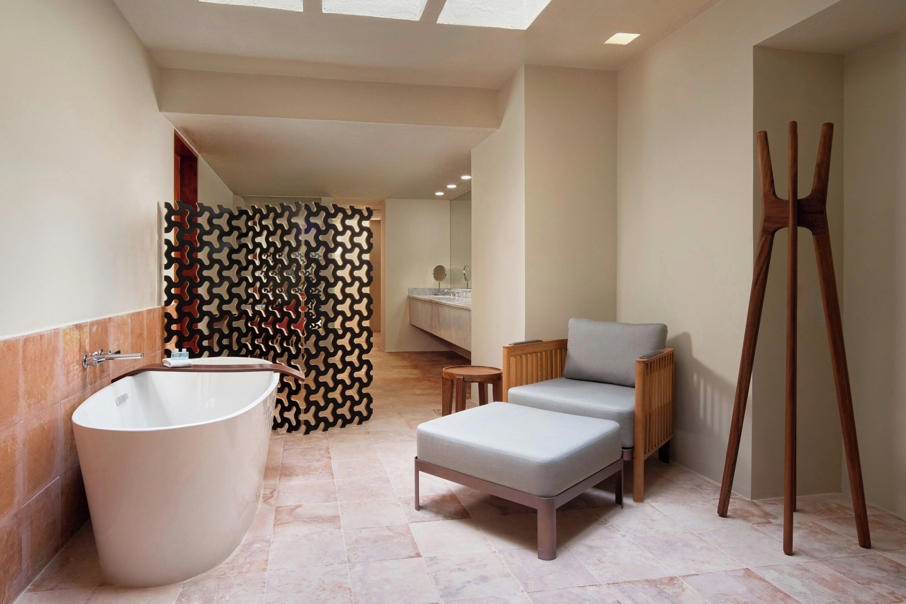 separate bathtub and shower, spring water bathtub, free toiletries