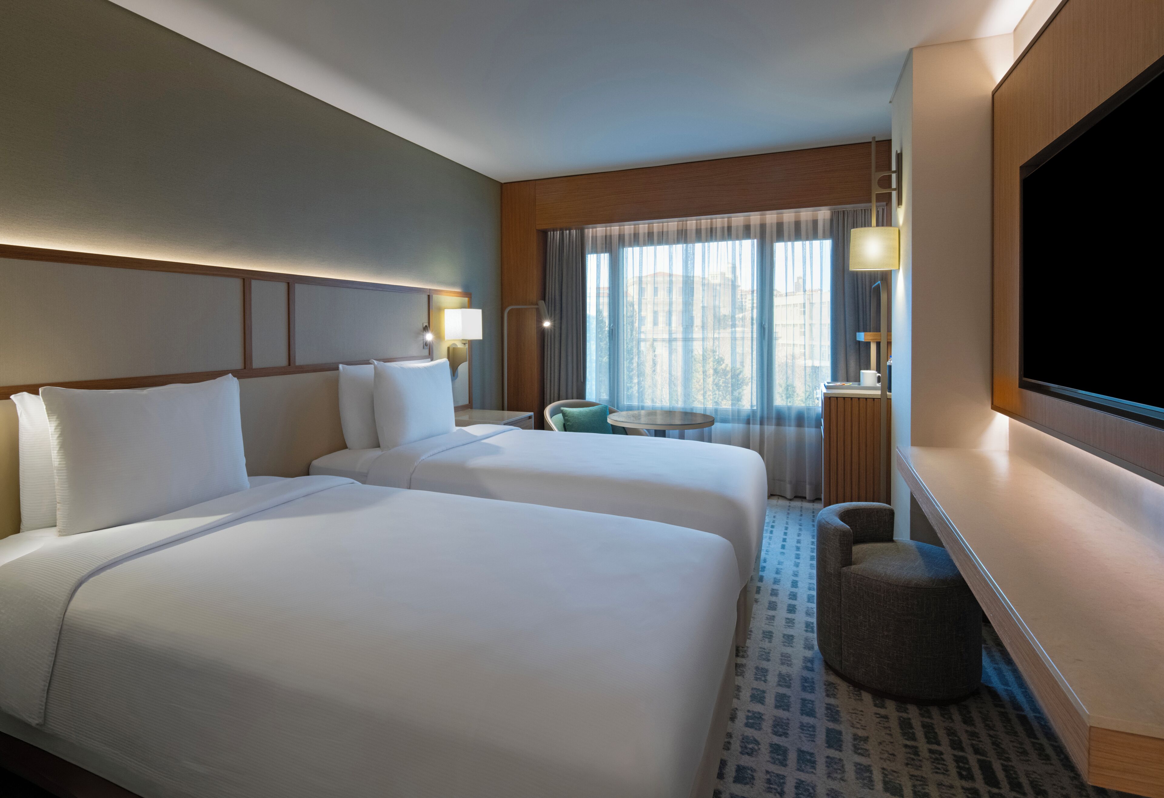 Room, 2 Twin Beds (Guest, Bosphorus View) | Minibar, in-room safe, desk, iron/ironing board