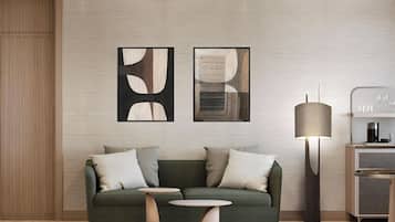Suite, 1 King Bed, Corner | Living area | LCD TV, video-game console