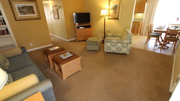 Family Condo, 2 Bedrooms | Living room | Flat-screen TV, DVD player