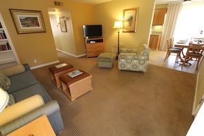 Family Condo, 2 Bedrooms | Living room | Flat-screen TV, DVD player