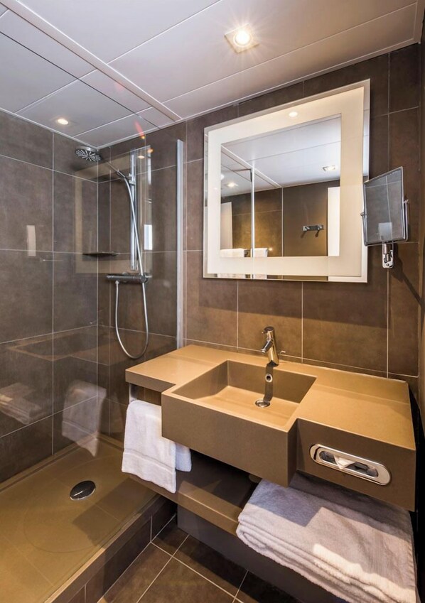 Eco-friendly toiletries, hair dryer, towels, soap