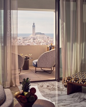 Prestige Duplex | Living area | 65-inch flat-screen TV with satellite channels, TV, Netflix - Royal Mansour Casablanca (Casablanca)