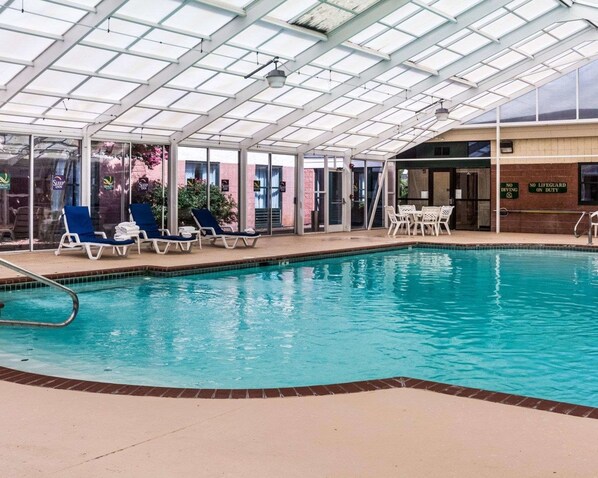 Indoor pool, open noon to 8:00 PM, sun loungers
