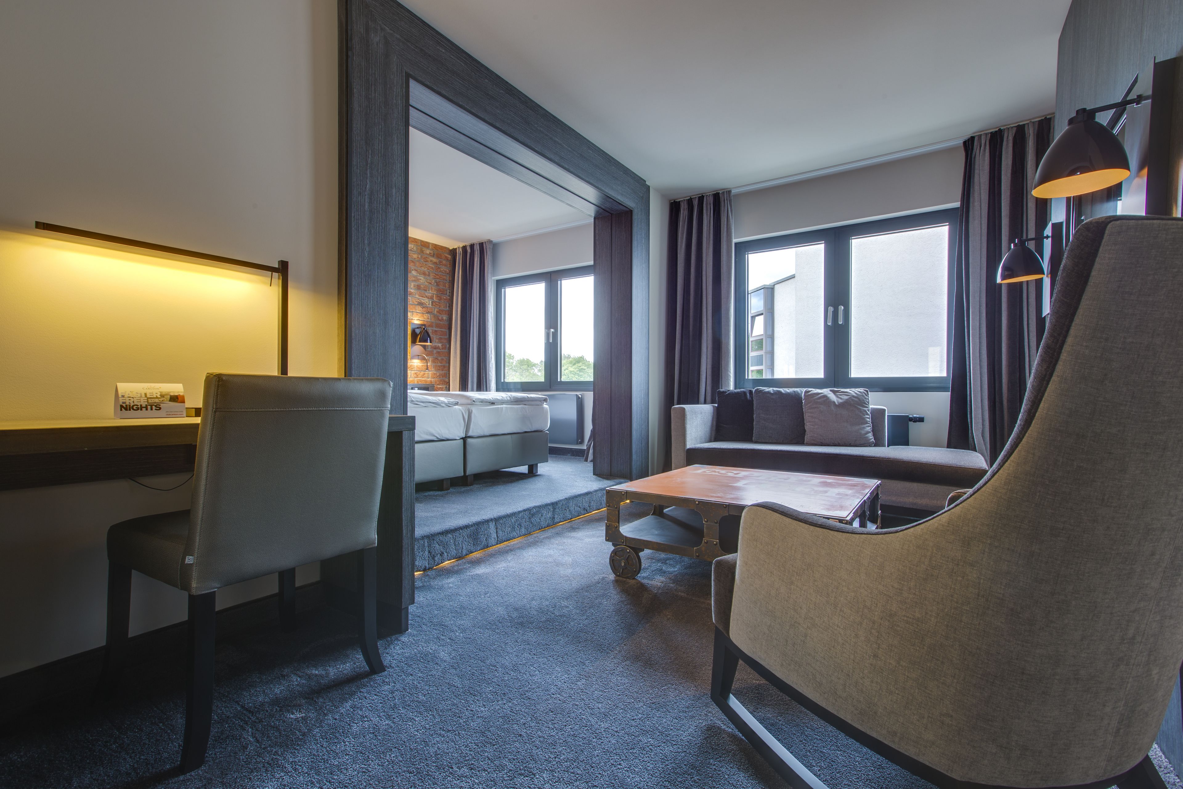 hypo-allergenic bedding, in-room safe, blackout curtains