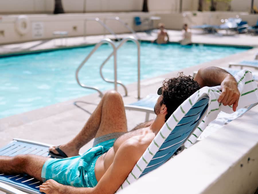 Outdoor pool, open 7:00 AM to 10:00 PM, sun loungers