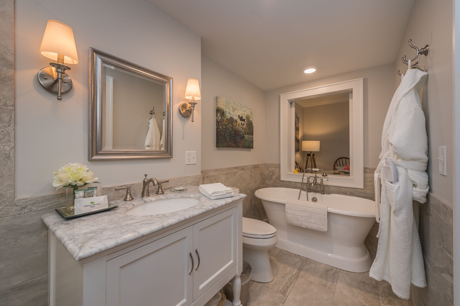 room, 2 queen beds, soaking tub | bathroom | free toiletries, hair dryer, towels