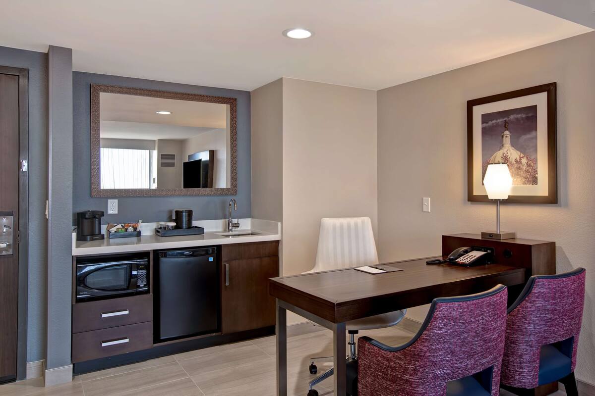 hypo-allergenic bedding, pillow-top beds, in-room safe, desk
