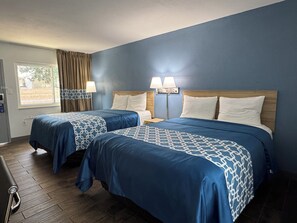 Desk, blackout curtains, free WiFi, bed sheets