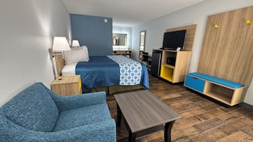 Desk, blackout curtains, free WiFi, bed sheets