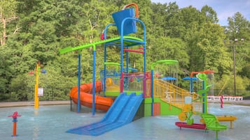 A water park with various slides and play structures.