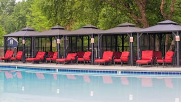室內泳池、季節性室外泳池;09:00 至 23:00 開放;小屋 (收費)、泳池傘