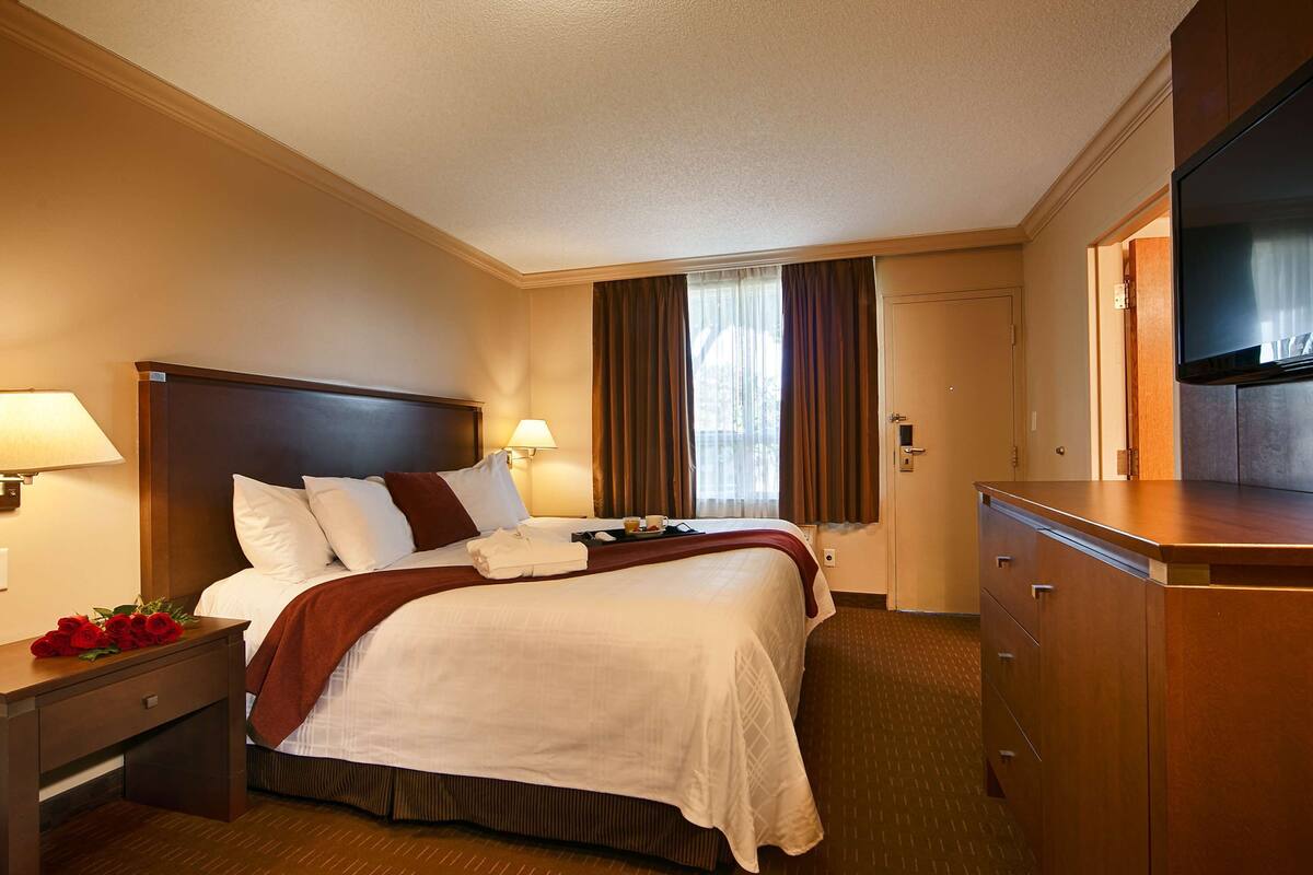 laptop workspace, blackout curtains, iron/ironing board, free wifi