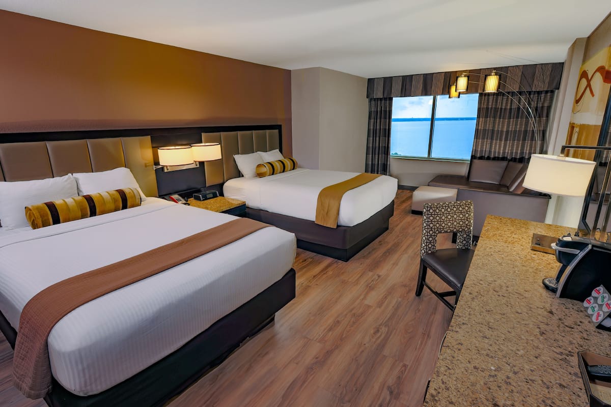 Luxury Room, 2 Queen Beds, Non Smoking | In-room safe, desk, laptop workspace, iron/ironing board