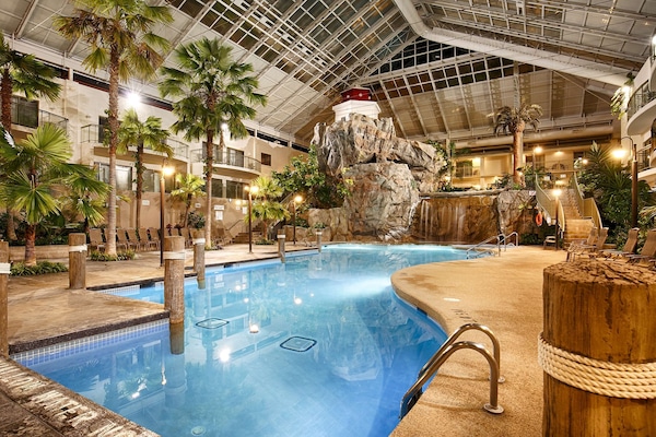 Indoor pool, open 8:00 AM to 10:00 PM, sun loungers
