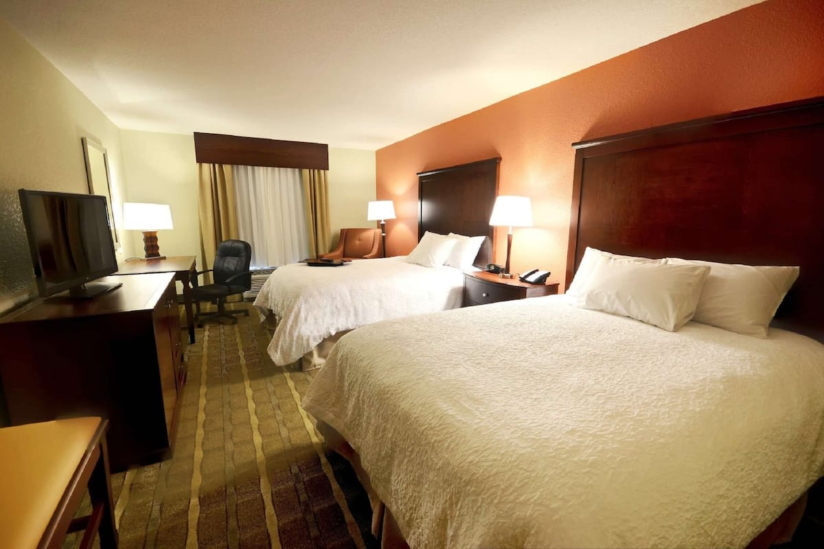 Two Queen Beds | Laptop workspace, blackout drapes, iron/ironing board