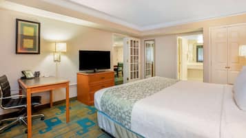 Premium bedding, pillowtop beds, desk, blackout drapes