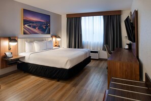 Premium bedding, pillow-top beds, desk, blackout curtains