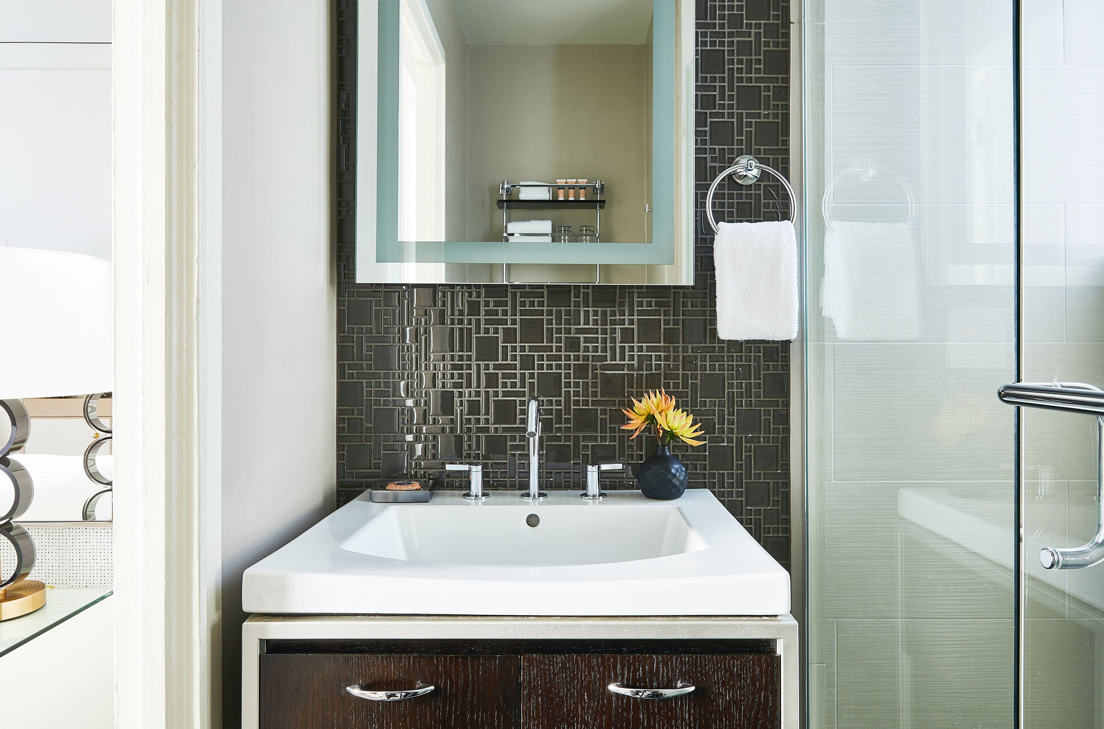 shower, designer toiletries, hair dryer, bathrobes