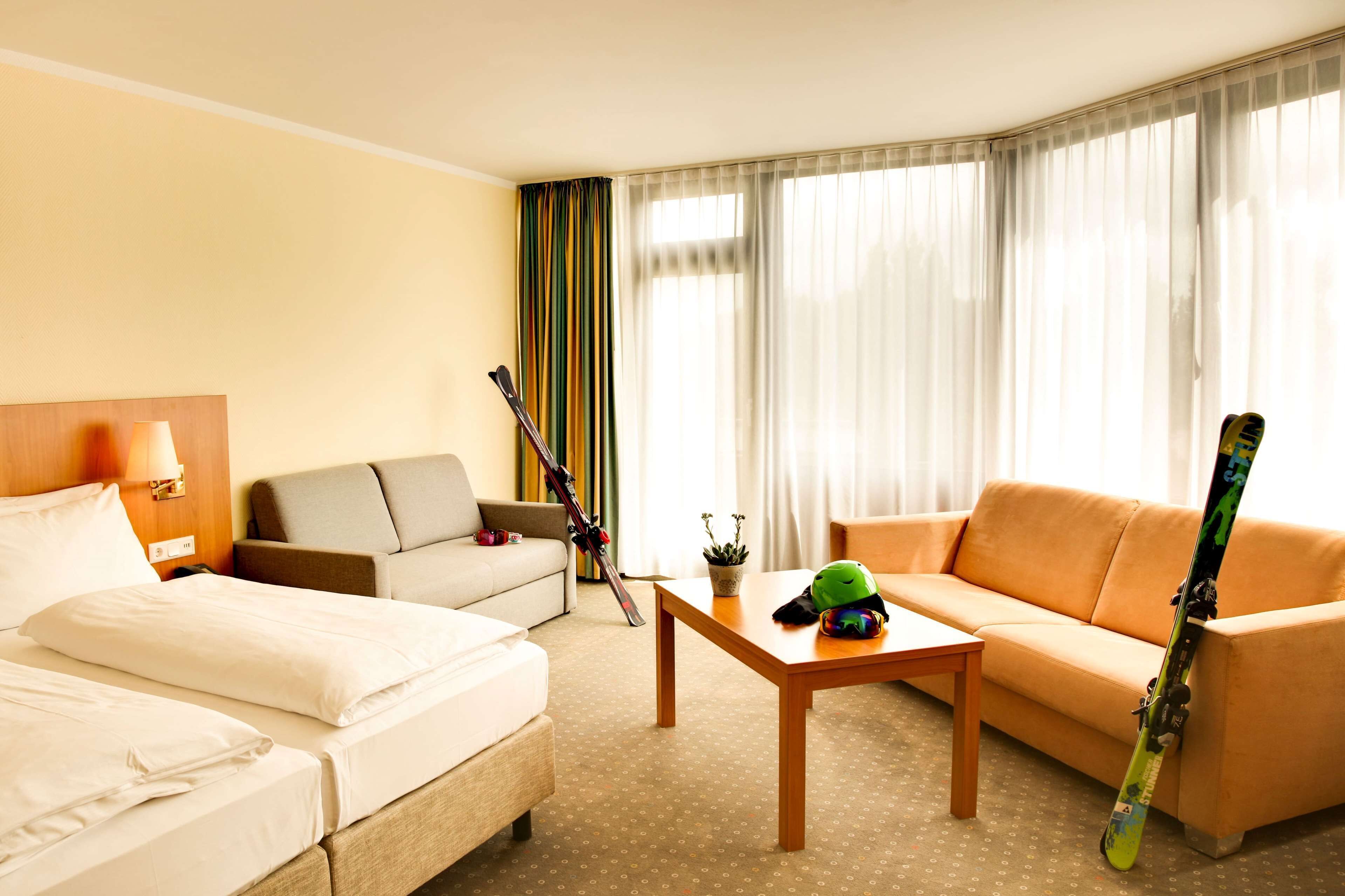 1 bedroom, desk, blackout curtains, iron/ironing board