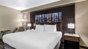 Standaard kamer, 1 kingsize bed, niet-roken, koelkast & magnetron | Luxe beddengoed, een bureau, een laptopwerkplek