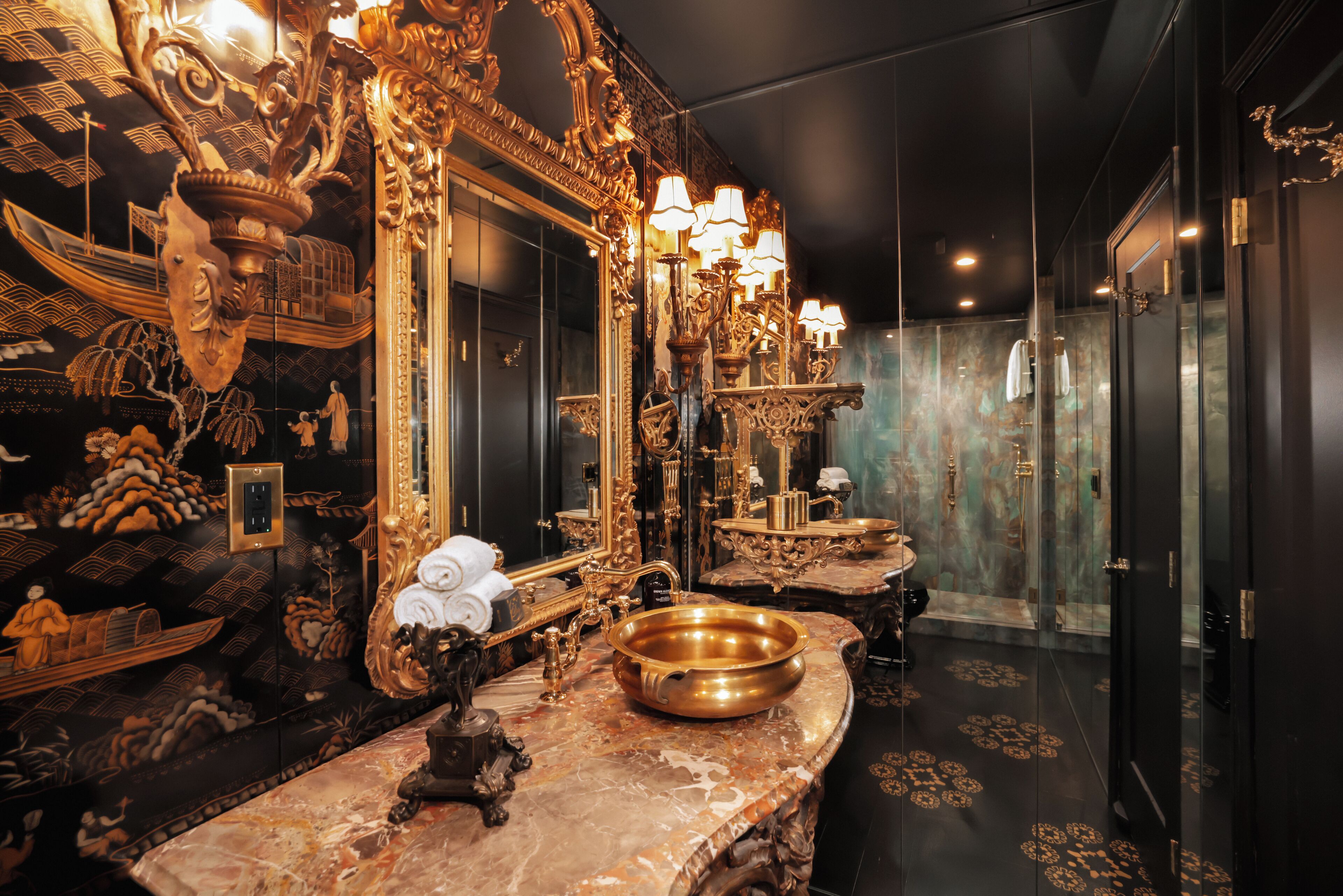 grand belle terrace | bathroom | shower, rainfall showerhead, designer toiletries, hair dryer