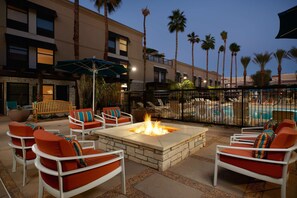 Outdoor pool, pool umbrellas